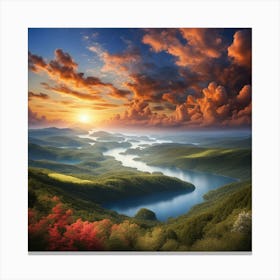 Sunrise Over Lake 3 Canvas Print