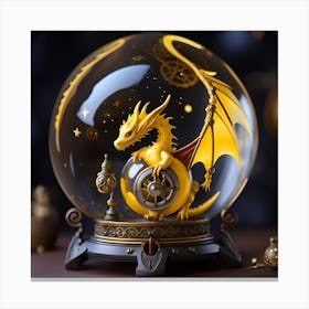 Dragon In A Snow Globe Canvas Print