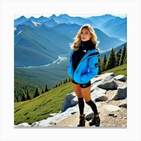 Model Female Mountains Alpine Landscape Nature Fashion Beauty Portrait Hike Adventure Out (12) Canvas Print