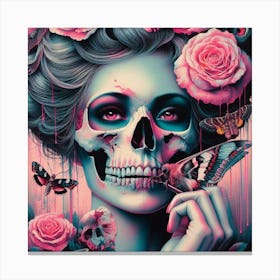 Woman with Skull on Face 2 Canvas Print