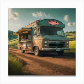 Food Truck On A Dirt Road Canvas Print