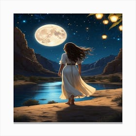 Moonlight In The Desert Canvas Print