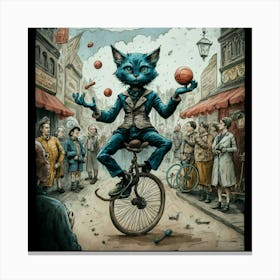 Cat On A Bicycle Canvas Print