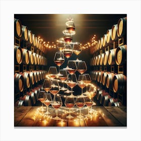 Christmas Tree In A Wine Cellar Canvas Print