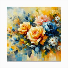 Colorful Roses oil painting abstract painting art 1 Canvas Print