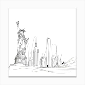 New York City Skyline, minimalist, line art, black and white. Canvas Print