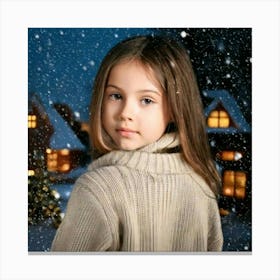 Firefly Little Girl Gazing At A Snowy Christmas Scene 69031 (2) Canvas Print