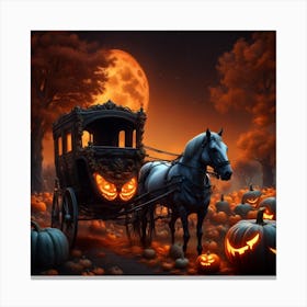 Horse Drawn Carriage With Pumpkins Canvas Print