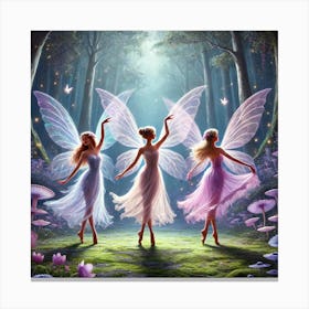 Three Fairies In The Forest Canvas Print