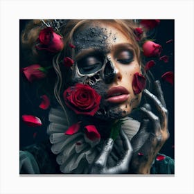 Sexy Woman With Roses Canvas Print