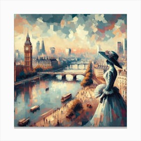 Abstract Art English lady in London 3 Canvas Print