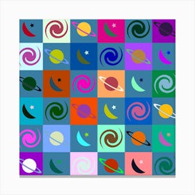 Space Pattern Multicolour Canvas Print