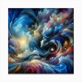 Dreaming Woman In The Clouds Canvas Print