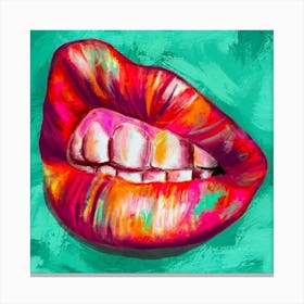 Lip Loves Colors Square Canvas Print