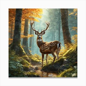 Deer In The Forest 133 Canvas Print