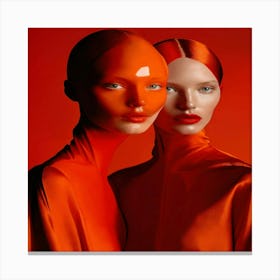 Two Women In Red Canvas Print