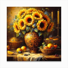 Sunflowers In A Vase 1 Canvas Print