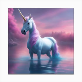 Unicorn In The Water 2 Canvas Print