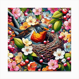 Bird In A Nest Canvas Print