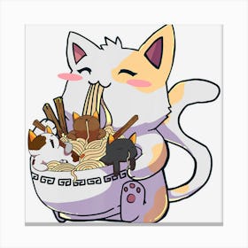 Limited Edition Kawaii Neko Cat Ramen Bowl Anime Japanese Canvas Print