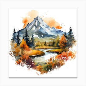 Watercolor Mountain Landscape 7 Canvas Print