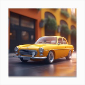 Yellow Car On The Street Canvas Print