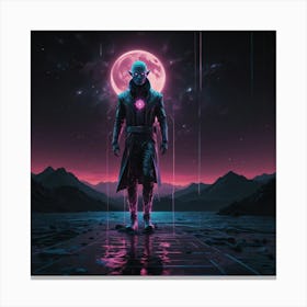 Man Standing In Front Of The Moon Canvas Print