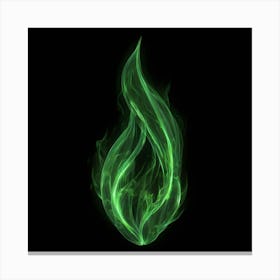 Green Flame On Black Background Canvas Print