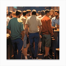 Men In A Bar people warm colors wallart printable Instagram post Canvas Print