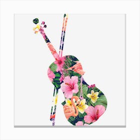 Violin Violinist Tropical Flower Floral Canvas Print