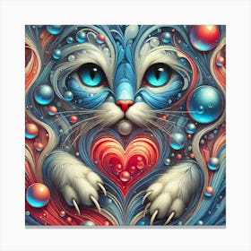 Kitty With Bubbles Canvas Print