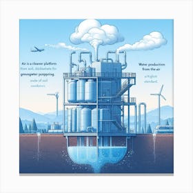 Illustration Of A Water Treatment Plant Canvas Print