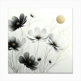 Black And White Flowers Canvas Print