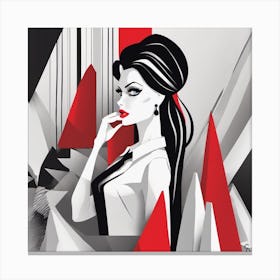 Lady In Black And White Canvas Print