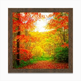 Autumn Frame Embracing Bright Foliage Maple Leaves Transitioning From Green To Vivid Shades Of Oran (7) Canvas Print