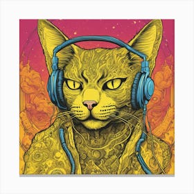 Cosmic Cat With Headphones 2 Canvas Print