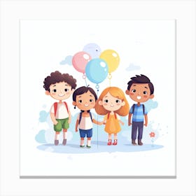 Children With Balloons Canvas Print