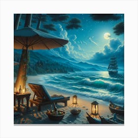 Night On The Beach 3 Canvas Print