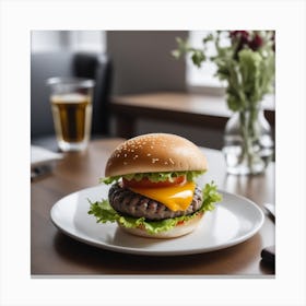 Hamburger On A Plate 45 Canvas Print