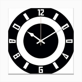 Black And White Clock Canvas Print