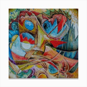 Abstract Wall Art with Blue & Red Canvas Print