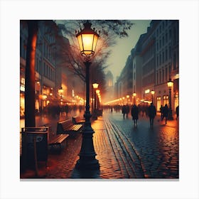 Berlin Street At Night Canvas Print