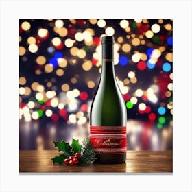 Christmas Bottle Of Wine Canvas Print