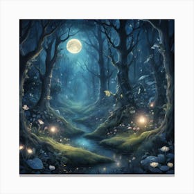 Night In The Magic Forest Art Print 2 Canvas Print