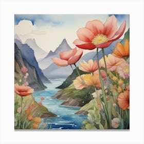 Poppies By The River Canvas Print