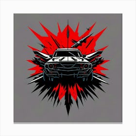 Car Red Artwork Of Graphic Design Flat (110) Canvas Print