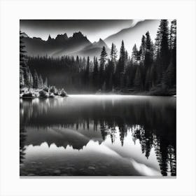 Black And White Mountain Lake 18 Canvas Print