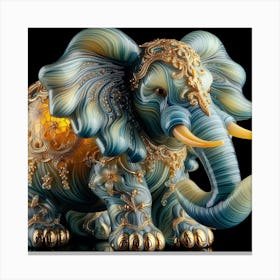 Elephant In Blue And Gold Canvas Print