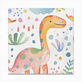 Cute Muted Pastels Pattern Dinosaur 1 Canvas Print