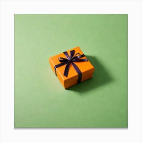 Gift Box On Green Background 5 Canvas Print